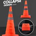 HiGiant 8 Pack 28" Collapsible Traffic Cones, Orange Cones | Folds Compactly; Quick Setup for Temporary Use; Reflective Strips Aid Visibility; Suits Driveways, RV Trips and Short Events.