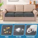 H.VERSAILTEX Velvet Stretch Couch Cushion Cover Plush Cushion Slipcover for Chair Loveseat Sofa Cushion Furniture Protector Seat Cushion Sofa Cover (3 Piece XL Sofa Cushion Covers, Grey Striped)