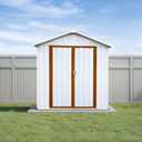 6x4 Ft Storage Shed with Floor, Permanent Steel Building with Lockable Doors & Air Vent for Backyard Garden Patio Lawn - Yellow