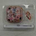 Inesore with Safety Lock for AirPods 4 Case Cover 2024,Floral Cute AirPod 4th Generation Case for Women Girly with Cleaner Kit and Keychain- Pink Berry Flower