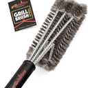 Grillaholics Essentials Grill Brush Steel - Triple Machine Tested for Safety - Stainless Steel Wire Grill Brush for Deep Grill Cleaning 