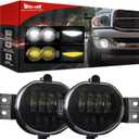 Upgraded Dual Color Super Bright LED Fog Lights for 2002-2008 Dodge Ram 1500 2003-2009 Ram 2500 3500 2004-2006 Durango Truck 2003 2004 2005 2006 2007 2008 2009 Driver and Passenger Side Driving Light