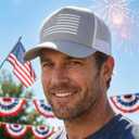 American Flag Trucker Hat Light Grey (Gray)
