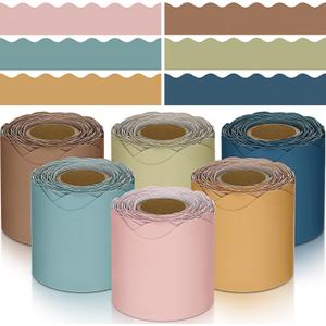 TaoBary 6 Rolls 196.8 ft Colorful Classroom Bulletin Board Borders Scalloped Trim Fall Bulletin Board Decorations for School Whiteboard Cork Poster Chalkboard Wall(Advanced Grey,196.8 ft)