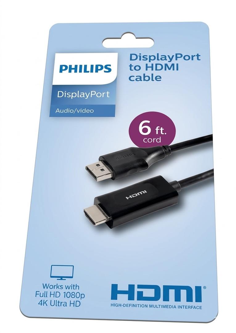 Philips 6' Display Port to HDMI Cable - Black