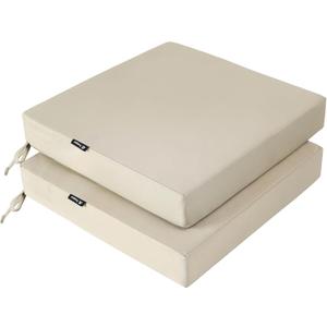 Favoyard Patio Chair Cushions 20 x 20 x 3 Inch Waterproof Outdoor Seat Cushions for Patio Furniture 3-Year Color Fastness Garden Sofa Couch Chair Pads with Handle & Adjustable Straps Set of 2, Beige