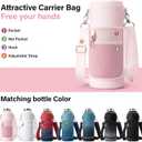 DYSANKY Insulated Water Bottle | Thickened Stainless Steel Vacuum Metal | Portable Sports Water Jug for Gym and Hiking with Straw, Carrier Bag, Handle Strap | BPA-Free 40 oz, Pink