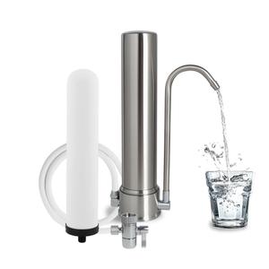 Amwater Countertop Water Filtration System, 5-Stage Stainless Steel Countertop Filter, 8000 Gallons Water Filter-Reduction of Lead, Chlorine, Heavy Metal Bad Odors (1 Filter Included)