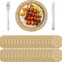 Kochorie Set of 36 Round Woven Placemats 12 Inch Bulrush Placemats Natural Handwoven Boho Rattan Wicker Table Mats for Farmhouse & Home Dining