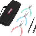 WORKPRO 5-Piece Jewelry Pliers Kit - Round Nose, Chain Nose, Wire Cutters, Pointed & Curved Tweezers, Case Included