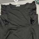 Arshiner Girls Black Dress Double Layer Ruffle Sleeve Off Shoulder Smocked Church Funeral Tween Dresses, Size 14-16