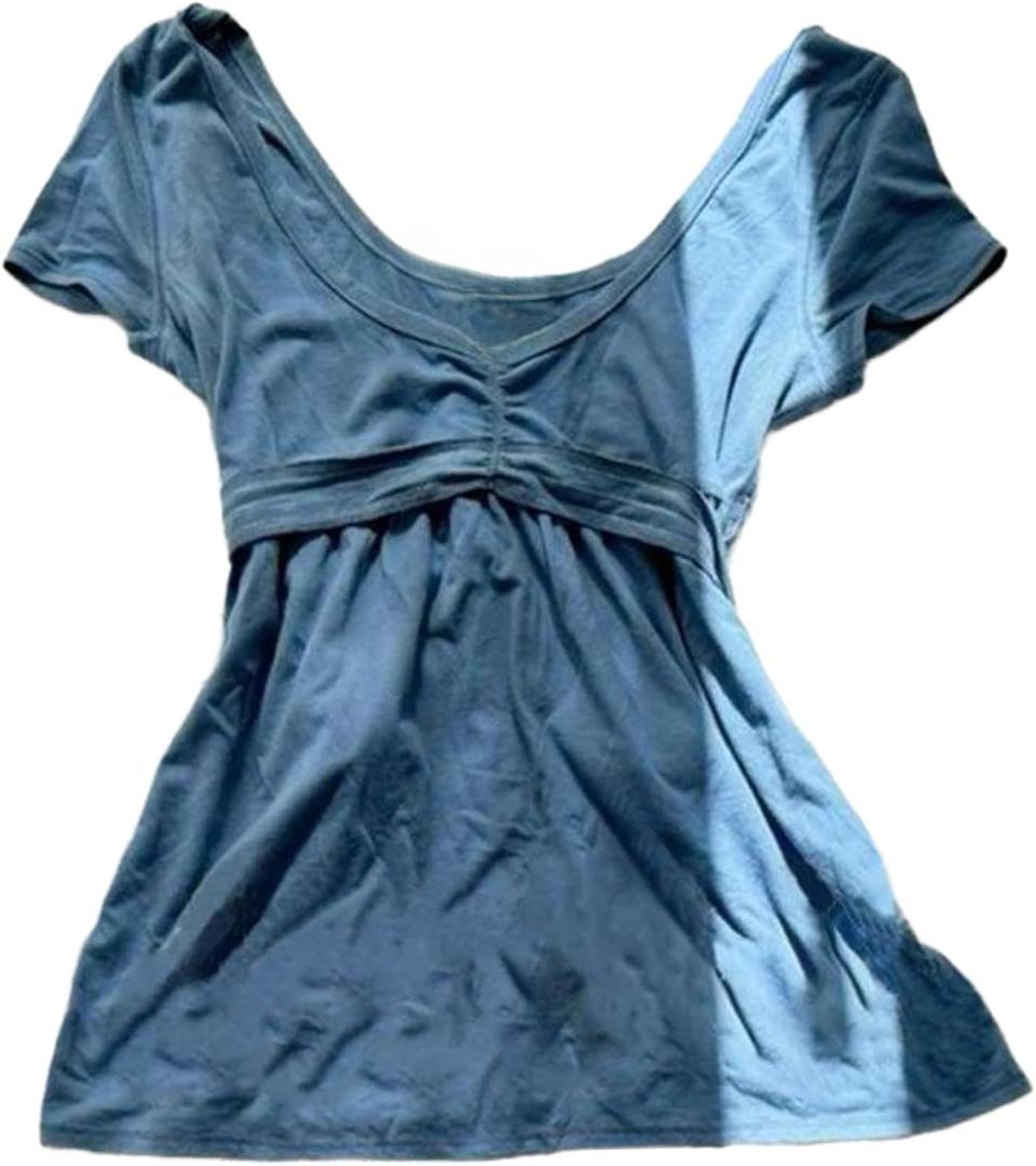 Grunge Emo Goth Shirts Y2k Lace Bow Coquette Babydoll Tops Women Vintage Graphic Tee 2000s Summer Crop Tops, M