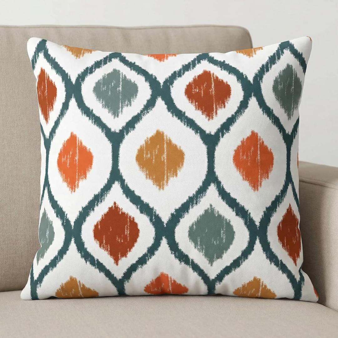 Americanflat 20x20 Throw Pillow with Sewn-in Insert - All-in-One Decorative Pillows - No Cover Needed - Soft and Durable Cushion for Bed or Sofa - Polyester - Deep Teal, Orange, Yellow and White
