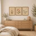 Floral Botanical Framed Canvas Wall Art Prints Set of 3 16x24 Inch