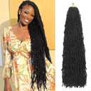 Faux Locs Crochet Hair 7 Packs Soft Locs Crochet Hair Pre Looped Goddess Locs Dreadlocs Synthetic Hair For Black Women (1BBlack#, 30 Inch (Pack of 7))