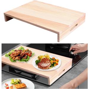 Wooden Rv Stove Top Cover, 21.2 x 14.7 Inch Stove Top Sink Cover for Counter Space, Cutting Board for RV Kitchen, Camper, Trailer (Fits Electric & Gas Burners)