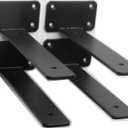 4 Pack - 8 inch Black Hidden L Shelf Bracket (1/5 Inch Thicked) Iron Floating Shelf Brackets Rustic Industrial Metal Brackets for Shelf Support