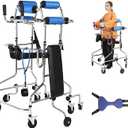 Adult Standing Walker for Seniors Hemiplegia Rehabilitation Standing Frame, Anti Recline, Lower Limb Training, Adjustable Height, Walker Aid for The Disabled, Suitable for People of 58-71 in