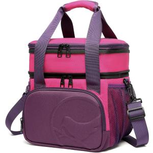 SUNNY BIRD Dual Compartment Lunch Bag, 13L Insulated Adult Lunch Box for Work (Purple)