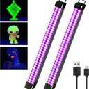 2 Pack Rechargeable LED Black Light Bar, 10W Battery Operated Black Lights, Cordless Black Light Strip, Portable Blacklight for Bedroom Tapestry Poster Glow Party