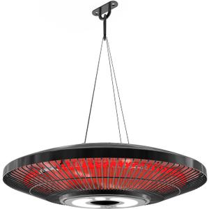 Electric Patio Heater Outdoor, ThermoMate 1500W Infrared Hanging Heater Ceiling Mounted with Chain, IP65 Waterproof Outdoor Heater for Porch, Gazebo, Balcony, Black