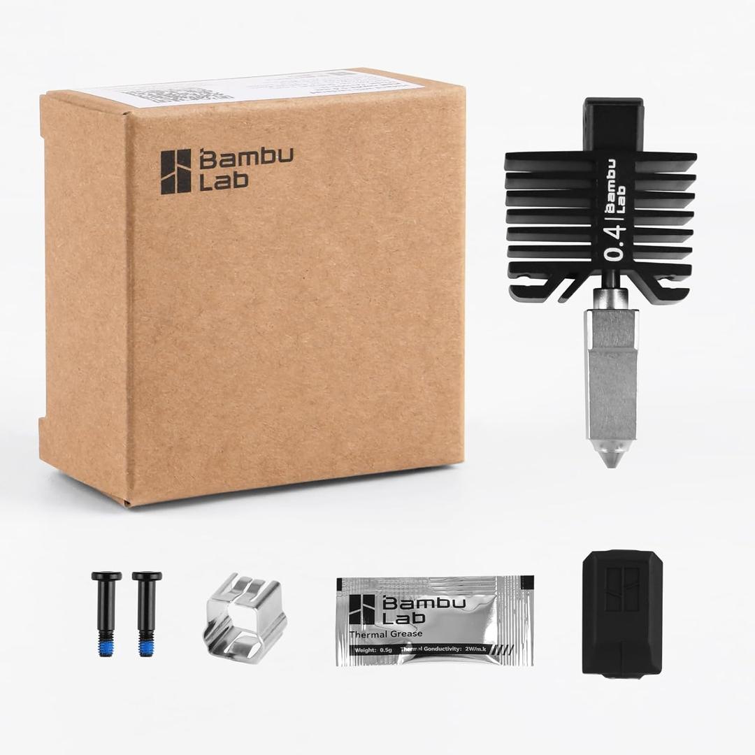 Bamboo Original 0.4mm Hardened Steel Nozzle Assembly Hotend Kit for Bambu LAB X1 Series and P1 Series, Compatible with P1S P1P X1C X1 Carbon 3D Printer