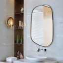 ANDY STAR Irregular Mirror | Asymmetrical Mirror for Wall 22x30” Brushed Gold Framed, Modern Wall Mirror for Bathroom Living Room Entryway Bedroom, Stainless Steel 1” Deep Set Design