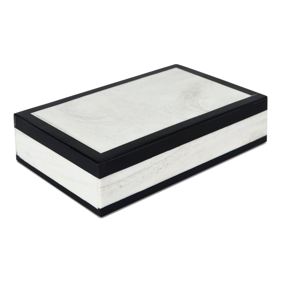 Handicrafts Home Small Decorative Storage Box with Lid – Black White Keepsake Box, Trinket & Jewelry Storage Organizer for Desk, Shelf & Coffee Table Decor – Mono Court 8 x 5 x 2