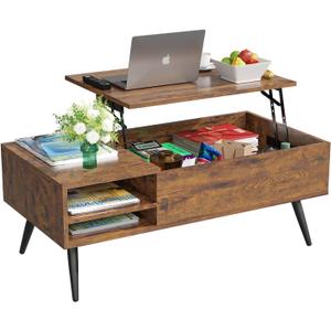 PayLessHere Lift Top Coffee Table with Adjustable Storage and Hidden Compartment Small Wood Coffee Table Center Table for Home Living Room Office Apartment Reception Room,Brown