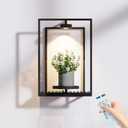Starxing Wall Plant Shelf with Grow Lights, Remote Control Indoor Plant Holder Stand for Hanging Planters, Modern Framed Wall Decor for Living Room, Home M-1PK