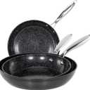 Kitchen Academy Hard Anodized Non Stick Frying Pans Set 3 Piece - 7.8 & 9.5 & 11 Black Ceramic Pan Skillet, Healthy Non Toxic Pans for Cooking, PTFE & PFOA Free, Induction & Oven Safe (500F)