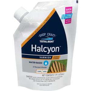 TotalBoat Halcyon Marine Varnish - Water Based Polyurethane Wood Finish for Interior and Exterior Use (Clear Satin, Pint)