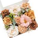 Ling's Moment Fake Flowers Box, Artificial Faux Greenery Stems Silk Roses Foam Tulips for Wedding Bouquets Centerpieces Table Decorations Backyard Floral Arrangement, Apricot & Peach, Mini Combo