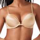 Deyllo Women's Push Up Bra Deep V Underwire Bra Full Coverage Lightly Padded Bras (32C, Nude)