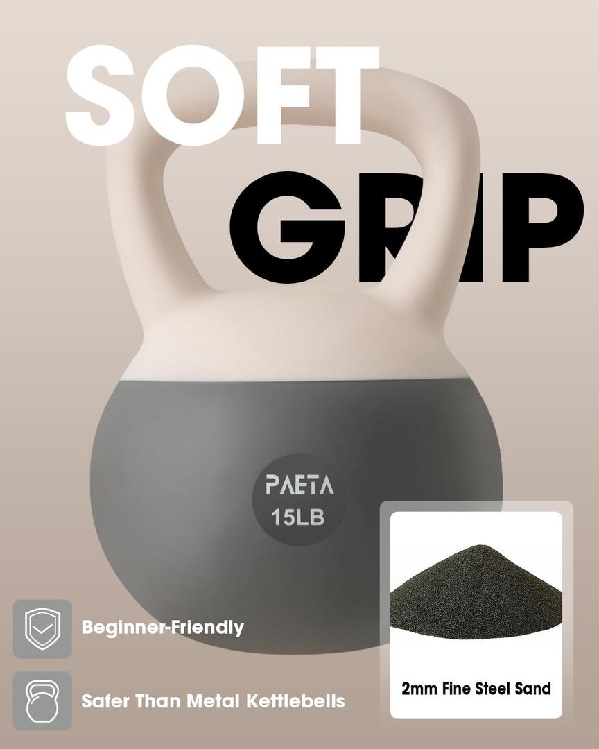 PAETA Soft Kettlebell for Home Fitness Anti-Slip Grip & Wide Handle Design,Soft Kettlebell Set, Gentle Floor-Friendly Impact 45lbs, for Home Functional Training