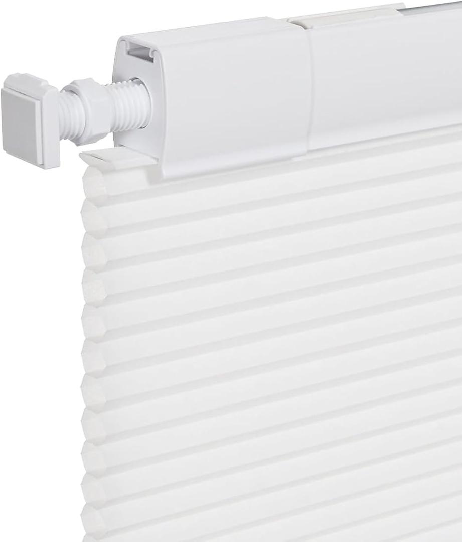 Cordless Honeycomb Cellular Shades No Drill No Tools Easy to Install UV Protection Indoor Windows Thermal Insulated Noise Reduction Blinds, Light Filtering-White (Basic Ver.)
