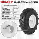 AR-PRO (2-Pack) 13x5.00-6 Tire and Wheel Assembly, 4-Ply Pneumatic Tiller Tires, 3/4" Bore & 3-1/8" Centered Hub, Compatible with Craftsman & Troy-Bilt Tiller, Garden Tractor, Trailer & Trenchers