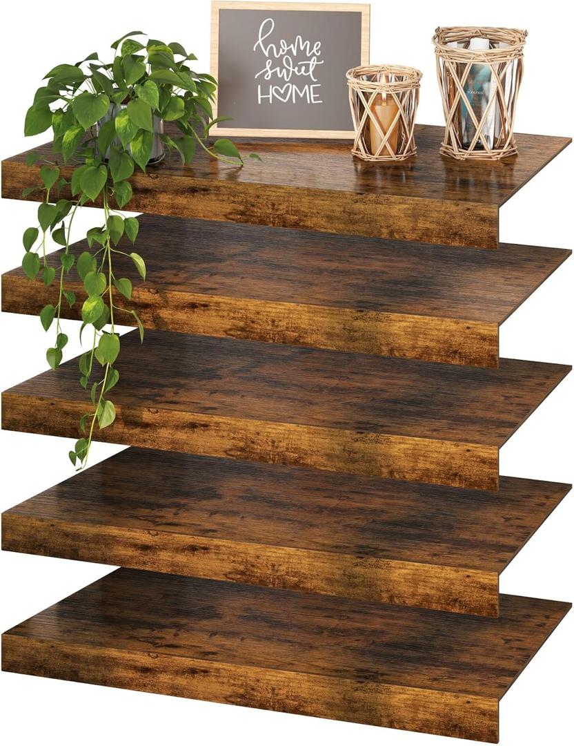 5 Pcs 36x12 Wire Rack Covers for Shelves Engineered Wood Shelf Covers for Wire Shelving, Rustic Farmhouse Style for Pantry, Closet (5 pcs, 36x12 Inch)