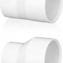 Pushglossy 2 Pcs 2" X 1-1/2" PVC Pipe Fitting Schedule 40 Compatible with 429-E Series Eccentric Reducer Coupling Suitable for High-flow Capacity, Plumbing, Irrigation, Pool, Spa, White