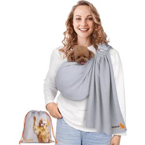 Dog Sling Carrier for Small Dogs,Pet Carry Slings Front Pack,Puppy/Cat Up to 10lbs,Soft Cotton,Adjustable Wrap,Anti Pet Anxiety,Hands Free (Light Grey)