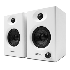 OHAYO 60W Computer Speakers for Gaming and Music, Active Bluetooth 5.3, Stereo 2.0 Speakers for Desktop PC Monitor or Laptop, Surround Sound Speaker, 3.5 mm Aux RCA Input, USB-Powered, 1 Pair, White