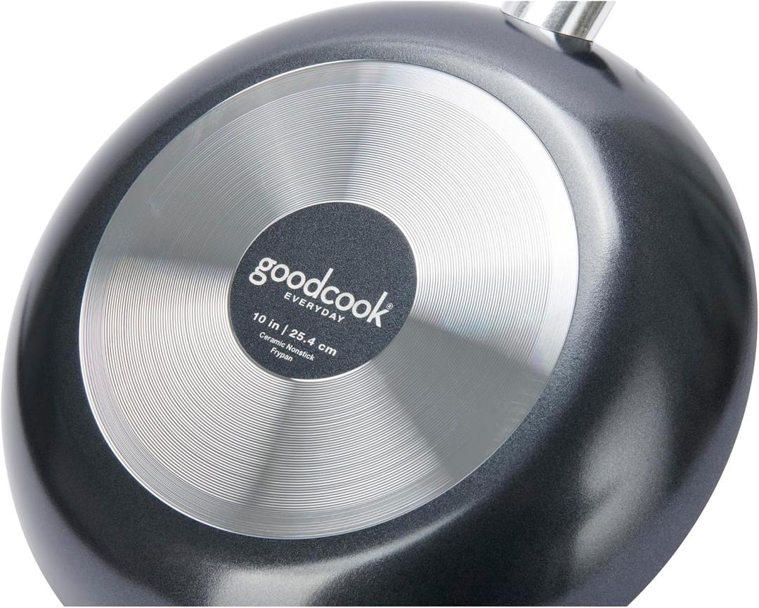 GoodCook Everyday Fry Pan Ceramic Nonstick Aluminum Construction for Even Heating Non-Toxic PTFE & PFOA Free, 10-Inch, Black
