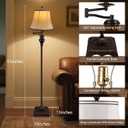 PARTPHONER Vintage Floor Lamps for Living Room,Traditional 350 Adjustable Swing Arm Farmhouse Floor Lamp for Bedroom, Rustic Standing Lamp Pole Lamps for Reading, Home Dcor and Office, Brown