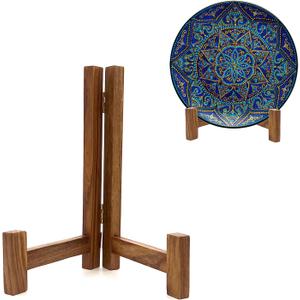Plate Stands for Display, 7 Inch Plate Holders for Displaying, Rustic Solid Wood Tabletop Saucer Rack, Folding Picture Frame Holder Easel Plate Stands for Display, 7 Inch Plate Holders for Displaying, Rustic Solid Wood Tabletop Saucer Rack, Folding Picture Frame Holder Easel