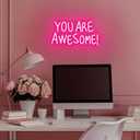 You Are Awesome Neon Sign 13x9in,Wall Decor for Girls Bedroom Class,Dimmable USB Pink Led Light for Wedding Birthday Party (YAS)