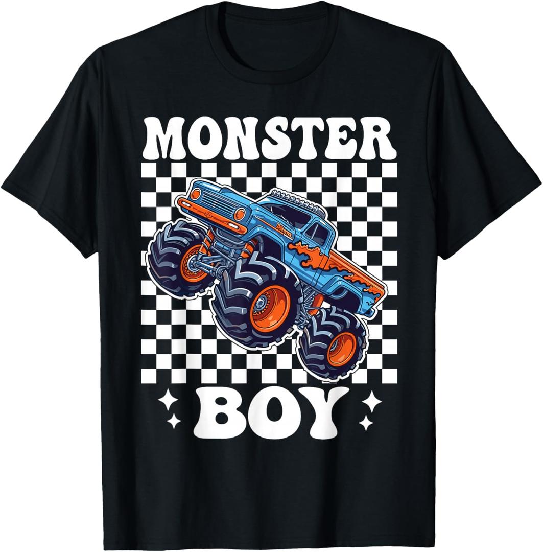 Monster Truck Boy Family Matching Monster Trucks Birthday T-Shirt, S