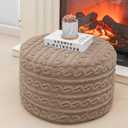 Asuprui Round Pouf Ottoman Stuffed Foot Stool Floor Pouf Chair for Living Room Bedroom Filled One Piece High Resiliency Foam Boho Poof Foot Rest for Couch 20 Diameter x 12 Height Coffee with Filler