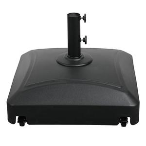 Simple Deluxe 125lb Capacity Fillable Mobile Patio Umbrella Base Heavy Duty Square Market Stand for Outdoor with 4 Wheels, 2 Locks, 2 Knobs, Black