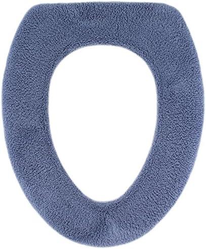 Warm-n-Comfy Soft Toilet Seat Cover - Plush, Thick Fabric Toilet Seat Warmer for Round & Elongated 14x18" Toilet Seats - Reusable, Machine-Washable, Easy-Install - Gift-Ready Packaging - Infinity Blue