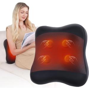 KINGJOY 2-in-1 Cordless Shiatsu Back Massager with Heat, Upgraded 4D Liftable Massage Nodes & Dual-Side Heating, Deep Tissue Kneading for Back Pain Relief, Gift for Women Men, Home Office Use